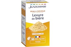 JUVAMINE Levure de Bière, Beauté de la peau, des cheveux et des ongles, Vitalité, Vitamines B1, B2, B3, B5, B6, B8, B9 et B12 + Zinc, Programme de 50 jours, Fabriqué en France