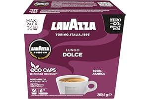 Lavazza A Modo Mio Lungo Dolce, 36 Coffee Capsules, with Aromatic Notes of Dried Fruits, for a Sweet Espresso, 100% Arabica, Intensity 6/13, Medium Roasting, 1 Pack of 36 coffee pods