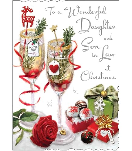 Weihnachtskarte „Für Einen Besonderen Sohn Und Schwiegertochter Mit Liebe Zu Weihnachten“ – Mit Glitzer & Goldprägung