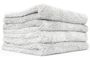 The Rag Company - Eagle Edgeless 500 - Profesjonalne koreańskie super pluszowe ręczniki z mikrofibry z mieszanki 70/30, 500 g/m², 40 x 40 cm, lodowa szara (4-pak)