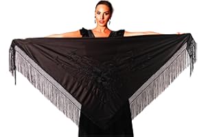 AMINA JAADE Mantón flamenco grande. Medida 195X95cm sin contar los flecos (30cm), bordado a una cara.