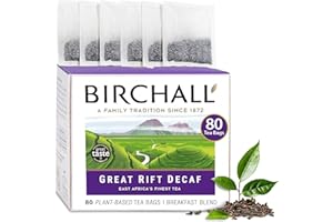 Birchall Great Rift Decaf Blend Tea Bags, English Breakfast Tea Bursting with Full Flavour, Perfect Vegan Gifts, 80 Plant-Based Everyday Tea Bags