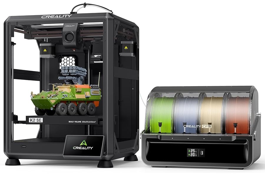 Creality K2 SE Combo 3D Printer, Support Multicolor Printing with CFS, 500mm/s High-Speed, Smart Auto Leveling, Solid Metal Build Frame, Fully Assembled, Next-Gen Extruder, 220×215×245mm Build Volume