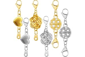 Bohoray 6 Pezzi Aragosta Magnetica Chiusure per Collane, Strass Chiusura Bracciale per Collana, Magnetica Gancetti per Braccialetti per Collana, Gioielli, Bracciale, DIY(Argento e Oro)