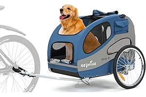 Sepnine Remolque de Bicicleta para Perros, Perros, Bicicleta Remolque 600D Oxford, con Reflector y Freno