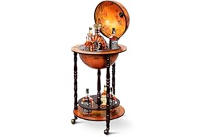 COSTWAY Globus Bar wózek barowy, barek globusowy, minibar, regał na wino z kółkami (brązowy)