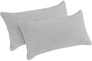 SELFITEX Monsera 2er Set Nackenstützkissen, Reisekissen, weich u. formstabil, melierter Bezug mit weichem Füllkissen, Rückenkissen, Kopfkissen für Bett, Couch, auf Reisen (2X 40 x 20 cm, Grau)