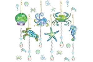 ‎STARNEARBY Starnearby 5D Diamond Painting Sonnenfänger Kristall DIY Diamant Painting Home Decor | Geschenk | Fensterdeko Regenbogen (6 Stück Meereslebewesen)