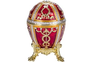 danila-souvenirs Glamorous Style Rosebud wielkanocne jajko bibelot pudełko na klejnoty, 6 cm czerwone