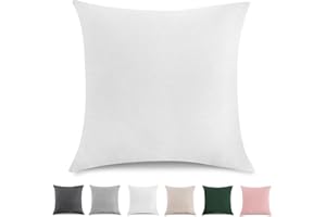 TOCOMOA Federe Cuscino Letto 50x50 cm Set Da 2, Copricuscino Letto Cotone Lavato Al 100%, Aspetto Lino E Federa Traspirante Bianco Con Cerniera