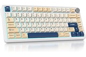 SbocKeeb 75 klawiatura bezprzewodowa, amerykańska klawiatura QWERTY, mechaniczna klawiatura do gier RGB, 75 procent, kremowa, potrójny tryb Bluetooth/2,4 GHz/USB-C, Hot Swap, do PC i Mac