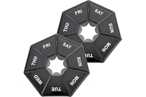 Sibba 7-dniowy organizer na tabletki, 2 sztuki pudełeczek na leki, dzienne pudełko na tabletki, przenośny organizer na tabletki do kieszeni lub torebki, planer leków na witaminy, olej z ryb