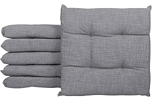 Il Gruppone Passione Casa Set 4/6 Cuscini Sedia con Lacci 4 Punti Cucina Imbottiti Spessore 6 Cm Prodotto Italiano 40 x 40 in Cotone Tinta Unita - Grigio - 6 Pezzi
