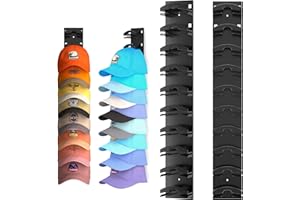 Gocvo 2 supporti autoadesivi per cappelli fino a 20 cappelli, non necessita di foratura, supporto da baseball, supporto da parete, supporto per cappelli per camere, porte, guardaroba (nero)
