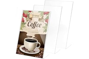 ULTECHNOVO L-Shaped Acrylic Sign Holder 3-Pack Clear Menu Display Stands for Retail Counter and Restaurant Use 11.8X8.3X3.3 Inches
