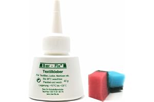 Ber-Fix 5X 40g Colla Per Tessuti - Elastica, Lavabile Fino A 95°C, Trasparente