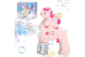 TAIMEIMAO Pistola a Bolle,Macchinetta per Bolle di Unicorno,Pistola a Bolle di Sapone,Spara bolle di sapone automatico,Macchina bolle sapone,Sparabolle di sapone,Per Bambini e adulti,Compleanno,Feste estive