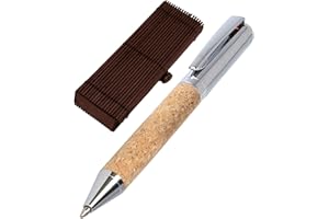 Online Bolígrafo de corcho, con acabado de corcho natural, incluye mina grande, color azul, indeleble, en caja de regalo de madera, 1 unidad (1 unidad)