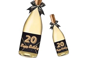 ‎GUGUGO GUGUGO 10 Stück 20. Geburtstags Flaschenetiketten Set, Geschenke zum 20 Geburtstag, Happy Birthday Etikett, Personalisierte Aufkleber Weinflaschen Selbstklebend Geburtstags Geschenk für Frauen Männer