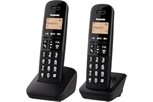 Panasonic KX-TGB612 Teléfono Inalámbrico Digital, Unidad Base y 2 Auriculares, Identificador Y Bloqueador de Llamadas, Volumen Mejorado Del Receptor, Resistente A Golpes, Pantalla LCD, Negro