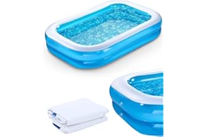 ArkCamp Paddling Pool, Rectangular Kids Ground Inflatable Swimming Pool Toys kids Paddling Pool Ground Inflated Pool 103" X 69" X 20" for Kids Adults Backyard Indoor Outdoor Party Backyard Garden