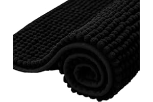 subrtex Alfombrillas de baño de felpilla Extra Suaves y absorbentes de Agua, Antideslizantes, bañera, Ducha (50 x 80 cm, Color Negro)
