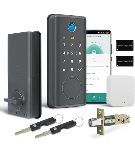 Serratura Domotica Serratura Smart 4 In 1 Con Impronta Digitale - Senza Chiave Per Porte 35-55mm, Nero Serratura Digitale Impronta - 12