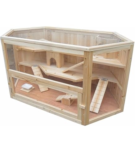 Knaagdierkooi 3 verdiepingen, klapbare deksel & kijkvenster 115x60x58cm voor bijv. hamsters muizen