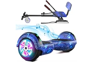 SISIGAD Hoverboard mit Hoverkart für Kinder, 6.5 Zoll Hoverboard mit Bluetooth Lautsprecher, mit LED-Leuchten, Geschenk für Kinder