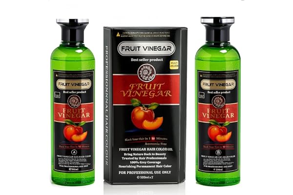 FRUIT VINEGAR Ammonia Free 10 Minutes Hair Color Colour Gel A + B 500 ML Each Black/Natural Black (H)