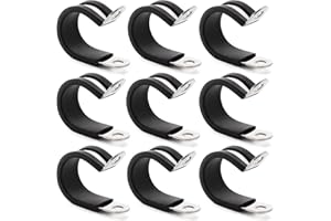 YYIGVMO 9 Pezzi 22mm Fascette Stringitubo in Gomma, Clip a P Rivestite in Gomma, Morsetto a P in Acciaio Inox 304, per Fissare Tubi e Cavi