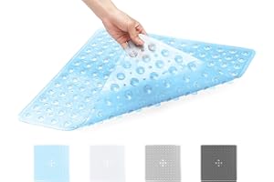 ADOV Tappeto Doccia Antiscivolo, 53x53cm Resistente Antimuffa Tappetino Doccia con Ventosa e Fori Drenaggio, Lavabile in Lavatrice Tappetini Vasca Senza BPA Antibatterico Tappetino de Bagno - Blu