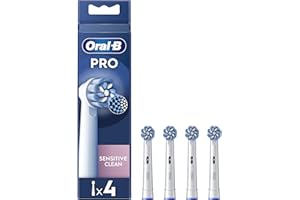 Oral-B Pro Brossettes De Rechange Originales Sensitive Clean, Lot De 4, Compatibles Avec Les Brosses A Dents Electriques Sauf Pulsonic Et iO, Blanches