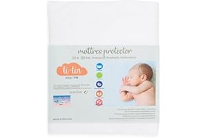 TI TIN Protector de Colchón de Cuna 80x50 cm Impermeable y Transpirable en Rizo de Algodón Suave, Ajuste con Elásticos, Anti-Bacterias y Lavable