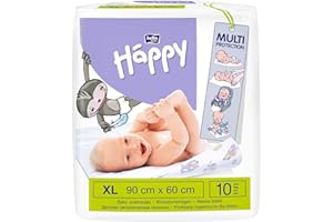 ‎BELLA BABY HAPPY bella baby Happy Wickelunterlagen: Baby Wickelunterlagen für unterwegs XL 90 x 60 cm im 4er Pack (4 x 10 Stück) - wasserdicht und hygienisch
