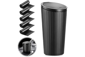 PARASTAR Pattumiera per Auto con Coperchio - Bidone Della Spazzatura Portatile, Impermeabile, Leakproof con 5 Sacchi - Mini Cestino per Veicolo e Casa (Nero)