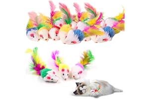 Lithyc Paquet de 20 Jouets pour Chats, Jouet pour Chat, Souris Chat Jouet, Jouets Amusants pour Chats, Jouets pour Animaux de Compagnie avec Queue de Plume,Jeux Amusants pour Animaux de Compagnie