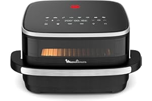 Moulinex Freidora de Aire Easy Fry XL Surface, 2200 W, Doble Resistencia, Cocción Uniforme, Cesta Ancha, 10 Programas Automáticos, Horno para Pizzas, Diseño Compacto, Ventana de Visualización, AL4018
