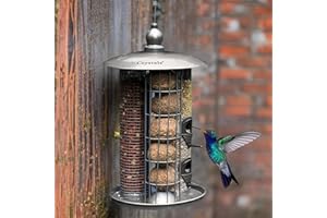 Crystals 3 in 1 Bird Feeders Hanging, Bird Seed Feeder – Seed + Nuts + Fat Ball Feeder for Garden Wild Bird Feeder - Lantern Style Bird Feeders for All Birds
