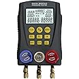 Oreq Digital Manifold Gauge Set, HVAC System Vacuum Pressure Leakage Tester with Double Pressure and Temp Test, Built-in 89 Refrigerant Database, for Air Conditioning, Refrigerator