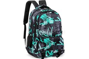 Wffeila Scolaire pour Adolescents Sac à Dos, Sac à Dos Ecole Lycee, Imperméable Grande Capacité Sac à Dos, Sac à Dos Garçon pour L'école, Voyage, Loisirs, Sac à Bandoulière, Camouflage (Green)