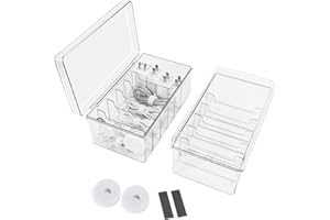 DoocliB Kabel Aufbewahrung Box 2 Stück, Kabel Organizer Box 6 Fächer, Cable Management Box mit Mit Einer Rolle Kabelbinder Transparenter Kabel Aufbewahrungsbox für Schreibtisch Aufbewahrung, Büro