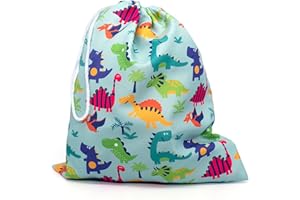 ETIKIDS Bolsa merienda reutilizable con estampado infantil lavable. Bolsa de tela para alimentos, ideal comida almuerzo colegio niños. Porta-almuerzo ecológico para bocadillos, fruta, etc (Dinosaurios)