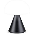 Lexon Mina Small Mushroom Lamp - LED Portable Bedside Light for Bedrooms, Kids & Nursery - Rechargeable with 12h Autonomy & Memory Dimmer, Aluminum - Gun Metal