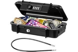 LUROON Portable Safe Box Waterproof Combination Security Case Lock Box with Code Anti-Theft Mini Travel Safe with Removable Wire Rope for Travel, Beach,Hotel,Car,Home,Office