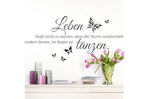 Wandaro Wandtattoo Sprüche Leben tanzen I schwarz (BxH) 70 x 32 cm I Wandaufkleber Wandsprüche für Wohnzimmer Schlafzimmer Flur Diele Wandsticker Sticker W3305