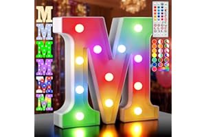 LEDIDO LED Buchstaben Lichter Alphabet,35 Farben Led Leuchtbuchstabe mit Fernbedienung, LED Brief Beleuchtung Buchstaben Nacht Lichter Dekoration für Geburtstagsfeier, Hochzeit, Kinderzimmer, Buchstaben M
