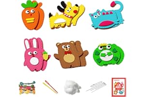 GALEYYU Set Of 6 Sewing Kits For Children, Animal Sewing Craft Kit With Instructions And Plush Felt Materials, D-IY Crafting And Sewing Set Fun And Educational Craft Set, Sew Your Own Felt Animals Craft Kit