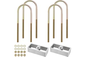 Racewill 1-1/2 inch Universal Leaf Spring Lowering Block Kits, 5" Length x 2-1/3 Width Blocks, with 4 Pack Heavy Duty Galvanized U-Bolts