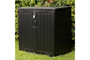 Olsen & Smith 775L Large Outdoor Garden Storage Box with Padlock - Big Capacity Plastic Shed Wheelie Bin Box Cabinet Cupboard - Ideal for 2x180L Wheelie Bins, Garden Tools, Toys & Much More
